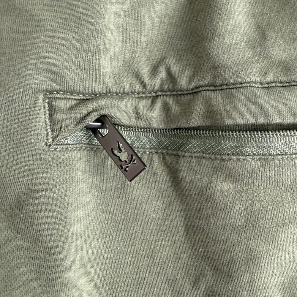 Psycho Bunny Shorts 3XL Olive Green Lounge Athletic Big & Tall Zip‎ Pocket